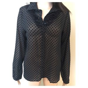 Semi-Sheer Swiss Dot Blouse